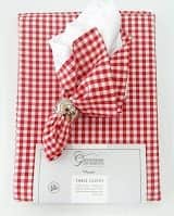 סט מפת שולחן עגולה בתוספת 6 מפיות בד פפיטה אדום