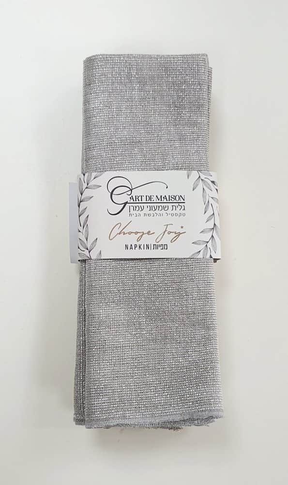 מפיות בד אפורות סט 6 יח' מפיות פשתן איטלקי סילבר