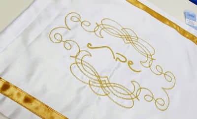 כיסוי חלה לבן זהב