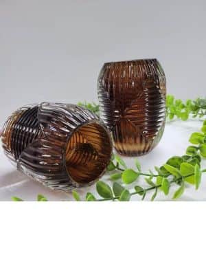 אגרטל זכוכית בסגנון וינטאג דגם גבריאל צבע חום קריסטל 