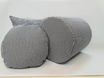 הדום עגול קוטר 40 בד פפיטה שחור לבן