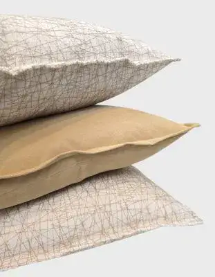 סט שלישיית כריות נוי סטיצ' שמנת