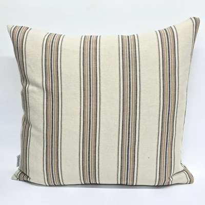 כרית נוי פשתן טבעי פסים חמרה כחול