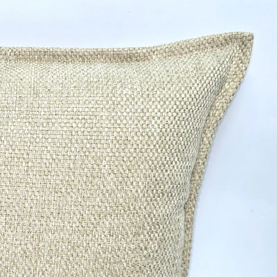 כרית נוי שמנת ארוגה מלבנית