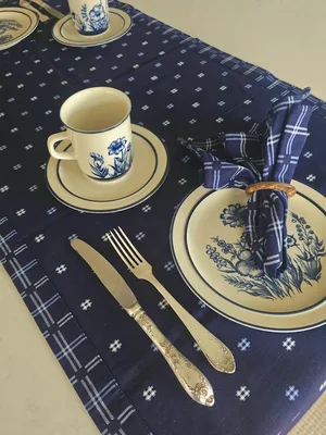 רנר כחול ווילורי רנר זוגי + 2 מפיות תואמות רנר דו צידי