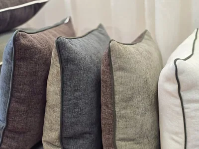 סט רביעיית כריות בקסטר משולבות מיקס דו צידי כולל קדר 2גווני ירוק גוון חום ושמנת