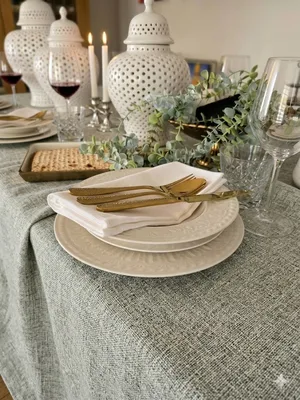 מפת שולחן צבע מרווה פשתן