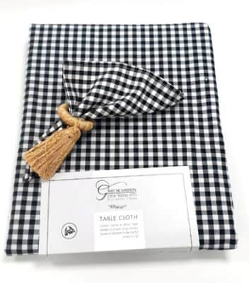 סט מפת שולחן עגולה בתוספת 6 מפיות בד פפיטה שחור