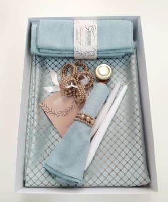 מארז מתנה קלאסיק טורקיז מפה עגולה